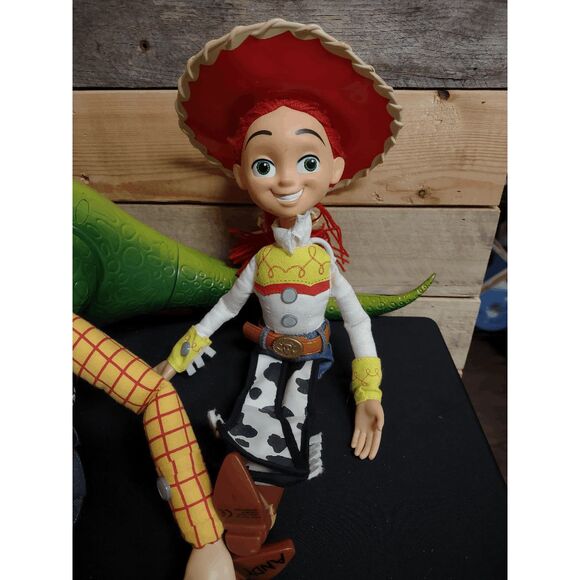 Pixar Toy Story Woody Doll (16") and Jessie Doll (14") Pull String / Rex (13") - Picture 2 of 5